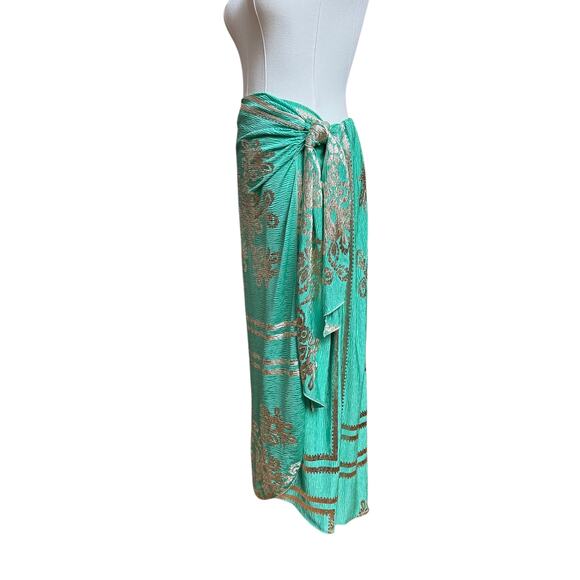 My Story Paris Set Top and Skirt in Green with Metallic Open Long Sleeves Size L - Picture 13 of 16